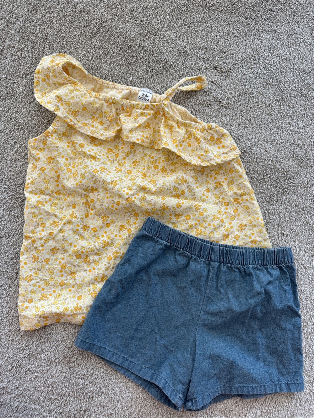 Carter's Yellow Floral Ruffle One-Shoulder Tank